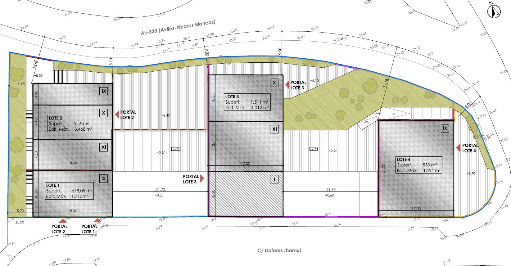 Plano de la distribución aprobada para el desarrollo