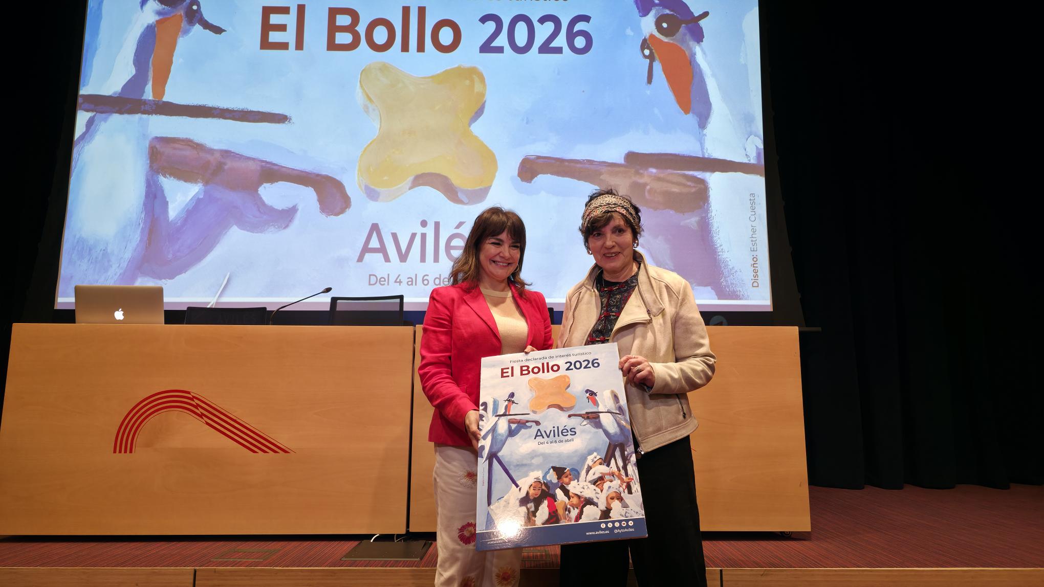 Yolanda Alonso y Esther Cuesta, con el cartel de El Bollo 2026